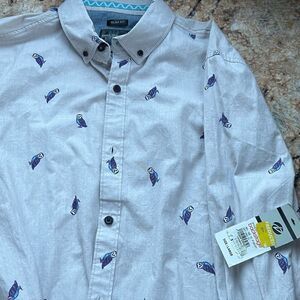 NWT- Drill button up shirt with owl print